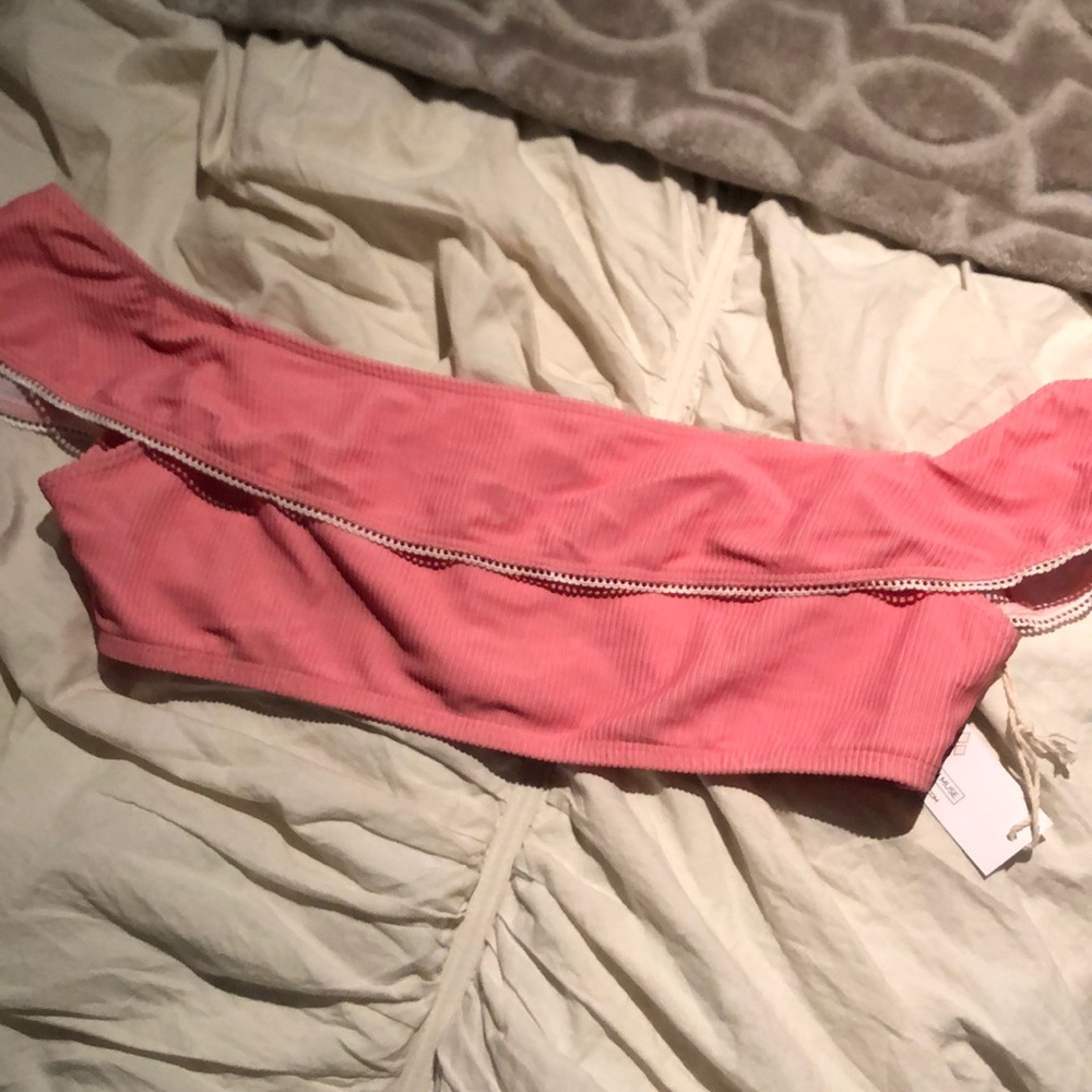 Pink off the shoulder bikini top